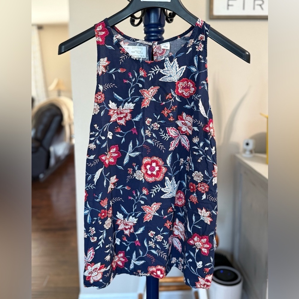 Old Navy Floral Sleeveless Keyhole Neckline Top, Size Large - Picture 1 of 8